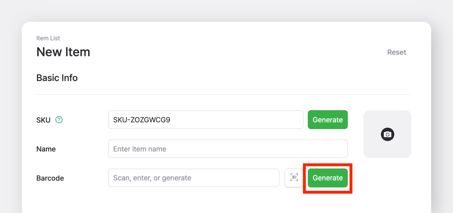 BoxHero - New Item - Generate Barcode