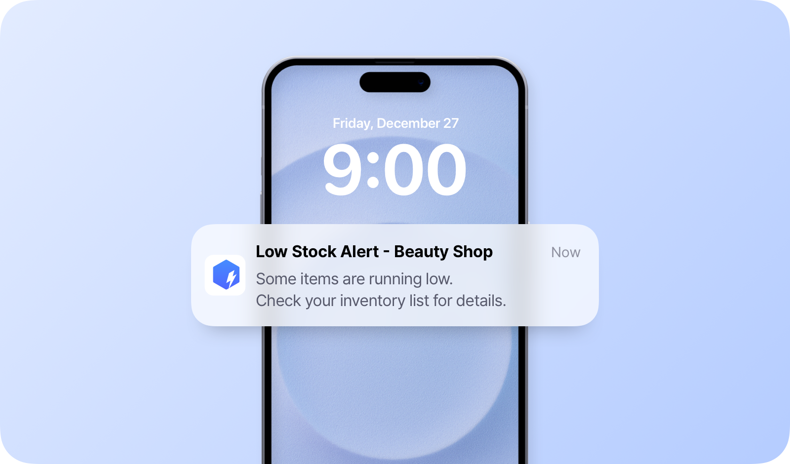 Set up safety stock quantities for your items and receive notifications directly via the mobile app.